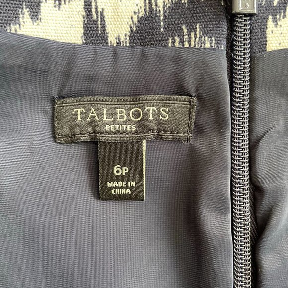 TALBOTS Navy and Beige V-Neck Dress, Womens Size 6 Petite; Ready to Ship - Picture 13 of 16